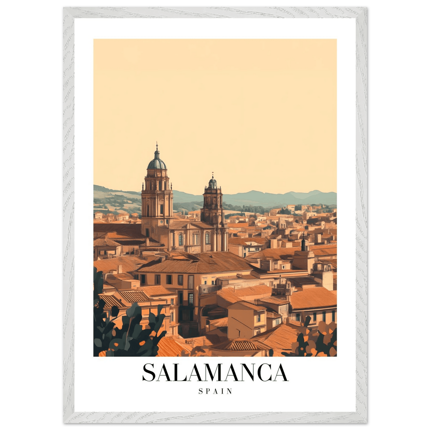 Salamanca Spain Framed Poster – Warm Hues Vintage Travel Wall Art with Wooden Frame - Vibrantwalls