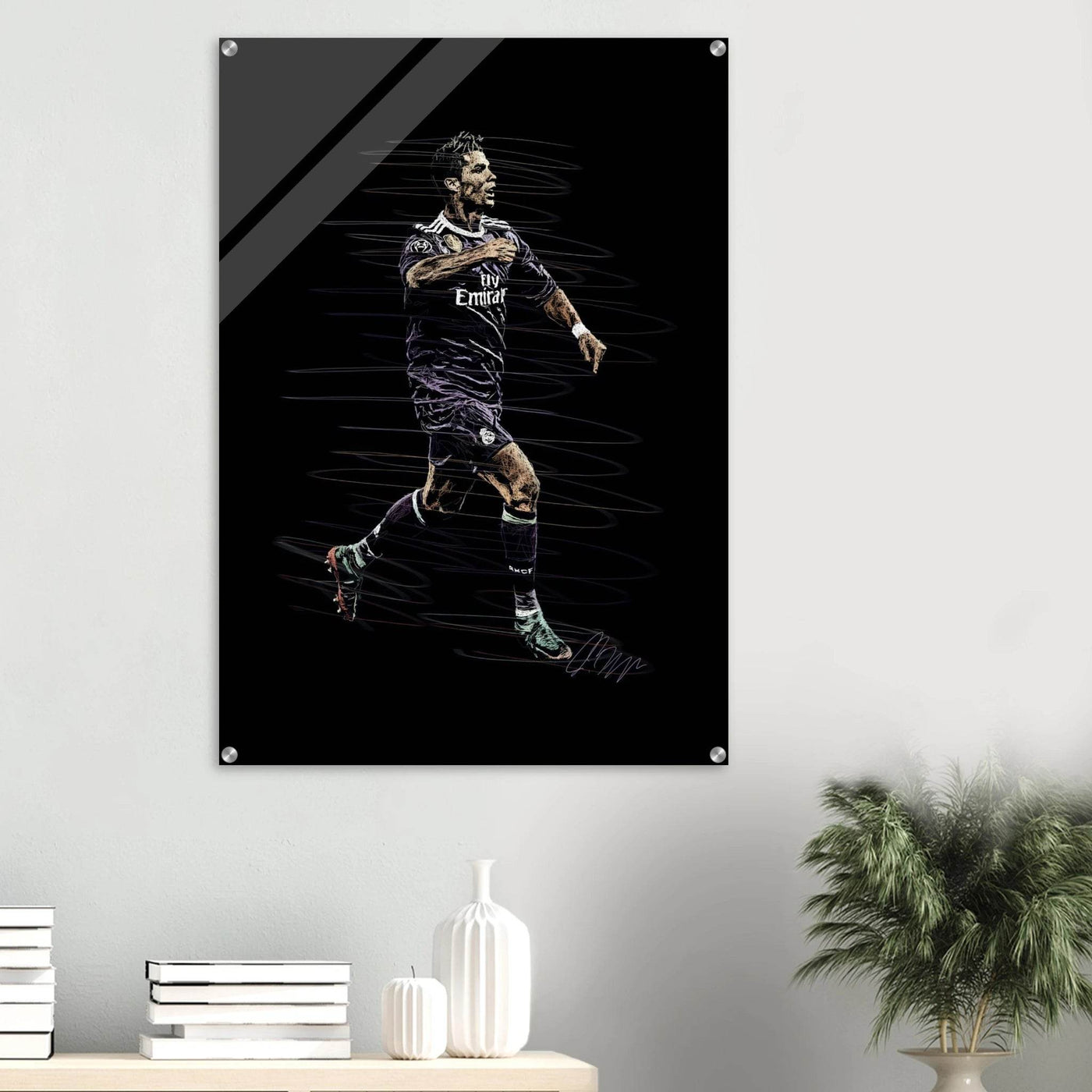 Cristiano Ronaldo Abstract Art Acrylic Print – Dynamic, Glossy, Modern Wall Decor in Various Sizes - Vibrantwalls