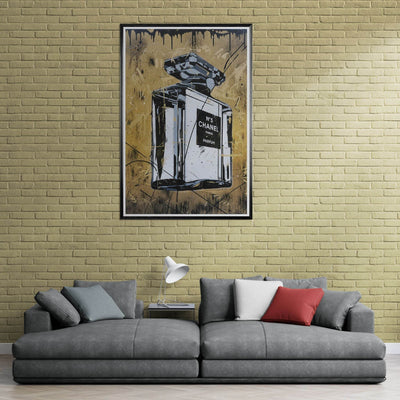 Abstract Chanel N°5 Art Print - Luxury Perfume Wall Art in Premium Mounted Frame - Vibrantwalls