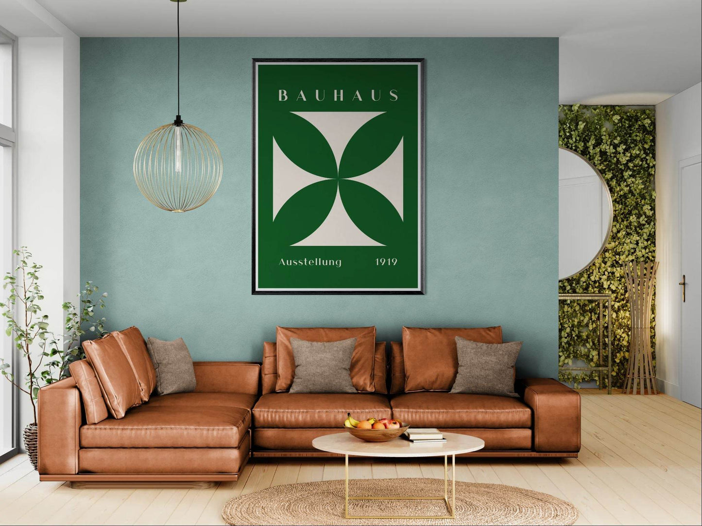 Bauhaus Exhibition 1919 Green Movement Style Design Wall Art - Vibrantwalls