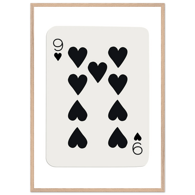 Minimalist Nine of Hearts Poker Card Print - Mounted Framed Eco-Friendly Wall Art in Various Sizes & Frame Finishes - Vibrantwalls