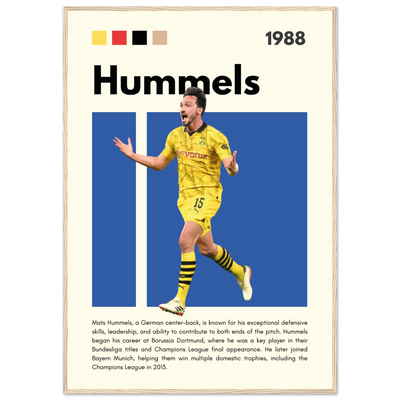 Mats Hummels Borussia Dortmund Framed Poster – Modern Football Art Print 70x100 cm 28x40″ Wood frame Vibrantwalls