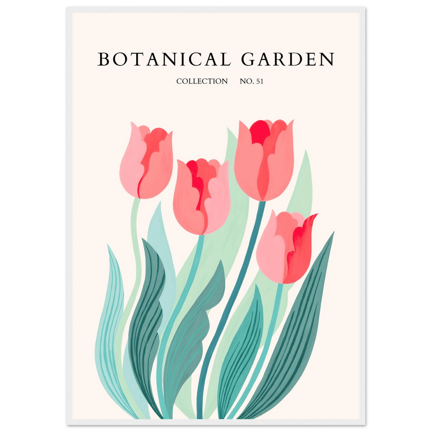 Botanical Garden Tulip Framed Poster – Pastel Florals & Nature Art Prints | Ready-to-Hang Wall Decor - Vibrantwalls