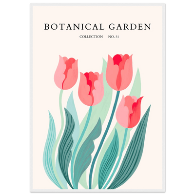 Botanical Garden Tulip Framed Poster – Pastel Florals & Nature Art Prints | Ready-to-Hang Wall Decor - Vibrantwalls