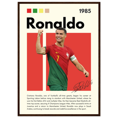 Cristiano Ronaldo Portugal Soccer Framed Football Poster 50x70 cm 20x28″ Dark wood frame Vibrantwalls