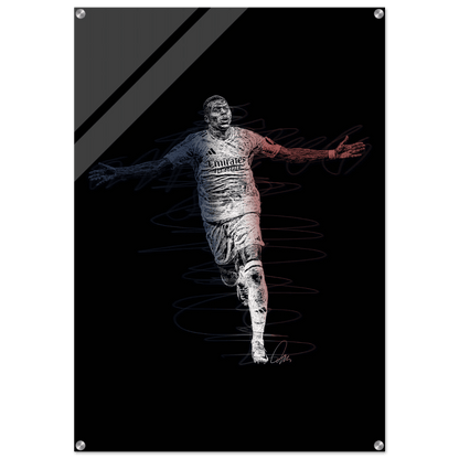 Kylian Mbappé Wall Art Acrylic Print – Dynamic Modern Football Artwork in Various Sizes - Vibrantwalls
