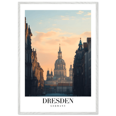 Dresden Germany Framed Poster – Warm Sunset Cityscape Wall Art with Wooden Frame Options - Vibrantwalls