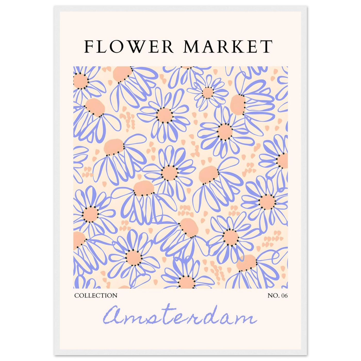 Abstract Floral Market Framed Poster – Whimsical Amsterdam Daisy Art Prints | Ready-to-Hang in Various Sizes - Vibrantwalls