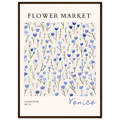 Venice Flower Market Framed Poster – Serene Blue Floral Art Print | Ready-to-Hang Wall Decor - Vibrantwalls