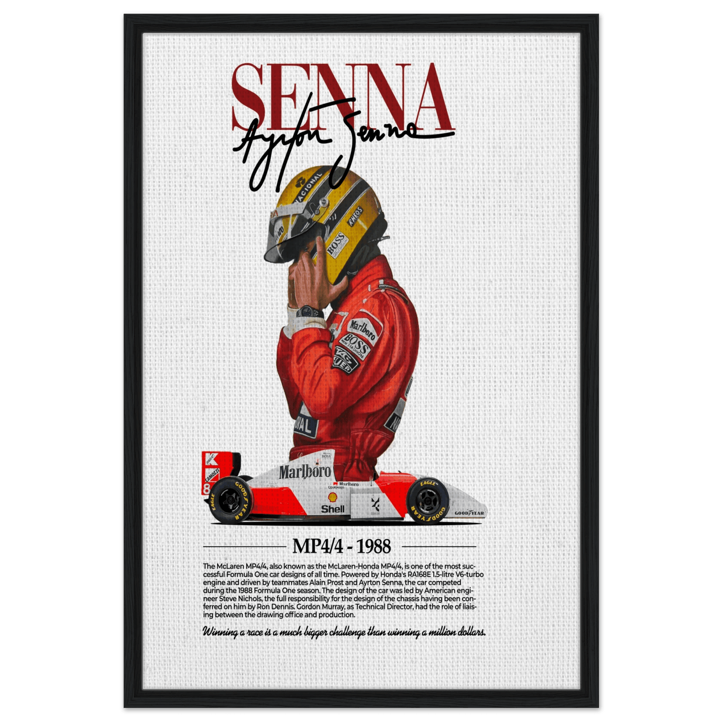 Wall Art - Ayrton Senna Vintage Formula 1 Grand Prix Canvas - Vibrantwalls