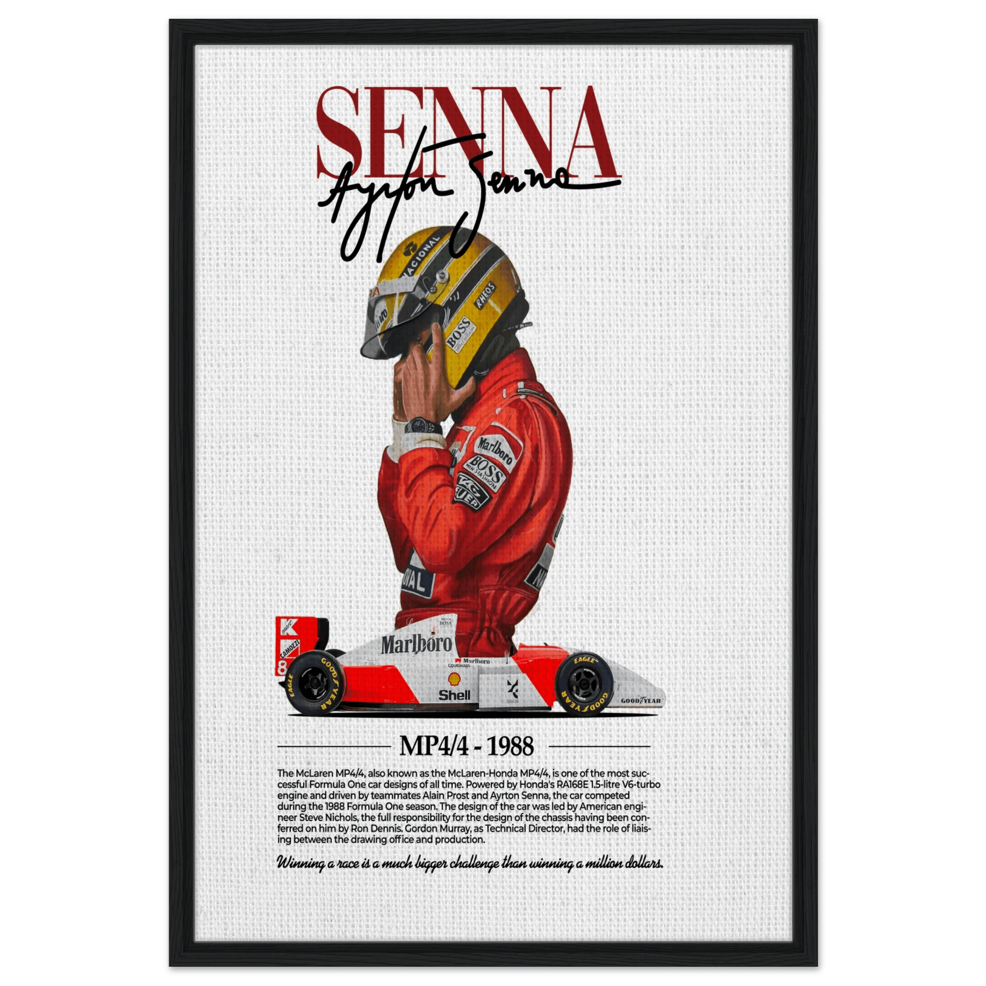 Wall Art - Ayrton Senna Vintage Formula 1 Grand Prix Canvas - Vibrantwalls