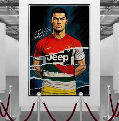 Cristiano Ronaldo Pop Art Mounted Framed Poster – Iconic, Ready to Hang, Eco-Friendly - Vibrantwalls