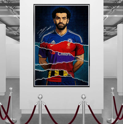 Mohamed Salah Pop Art Football Legend Mounted Framed Poster – Eco-Friendly, Ready to Hang - Vibrantwalls