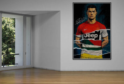 Cristiano Ronaldo Pop Art Mounted Framed Poster – Iconic, Ready to Hang, Eco-Friendly - Vibrantwalls