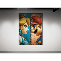 Mario & Peach Pop Art Mounted Framed Poster - Vibrantwalls