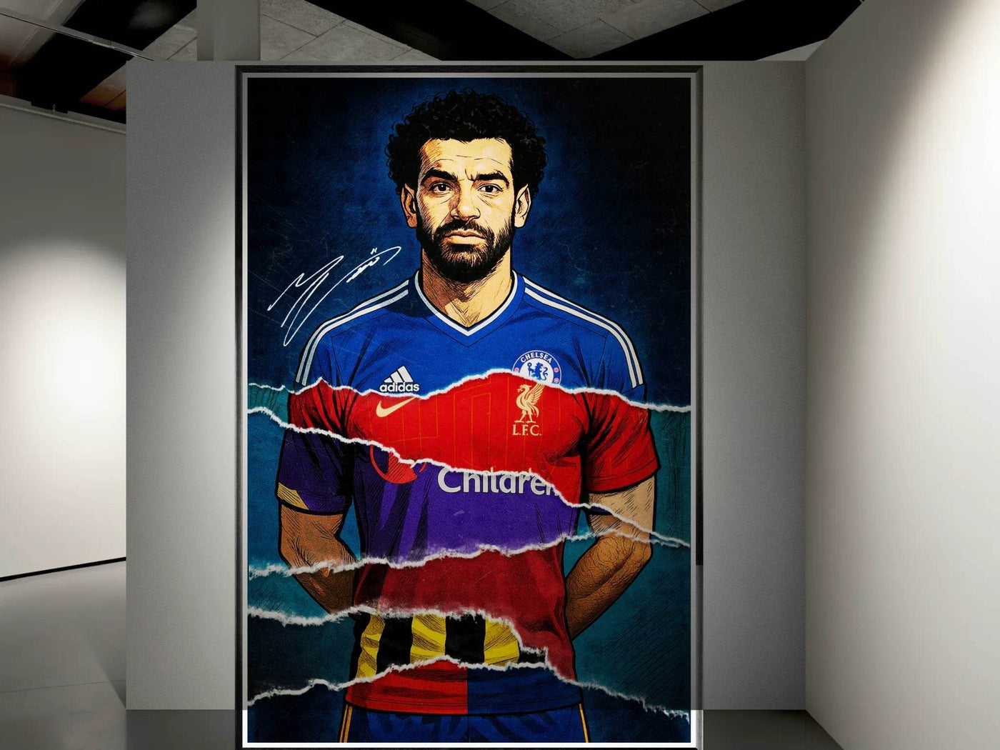 Mohamed Salah Pop Art Football Legend Mounted Framed Poster – Eco-Friendly, Ready to Hang - Vibrantwalls