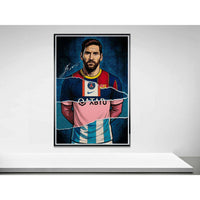 Lionel Messi Split Kit Pop Art Framed Poster – Eco-Friendly, Ready to Hang - Vibrantwalls