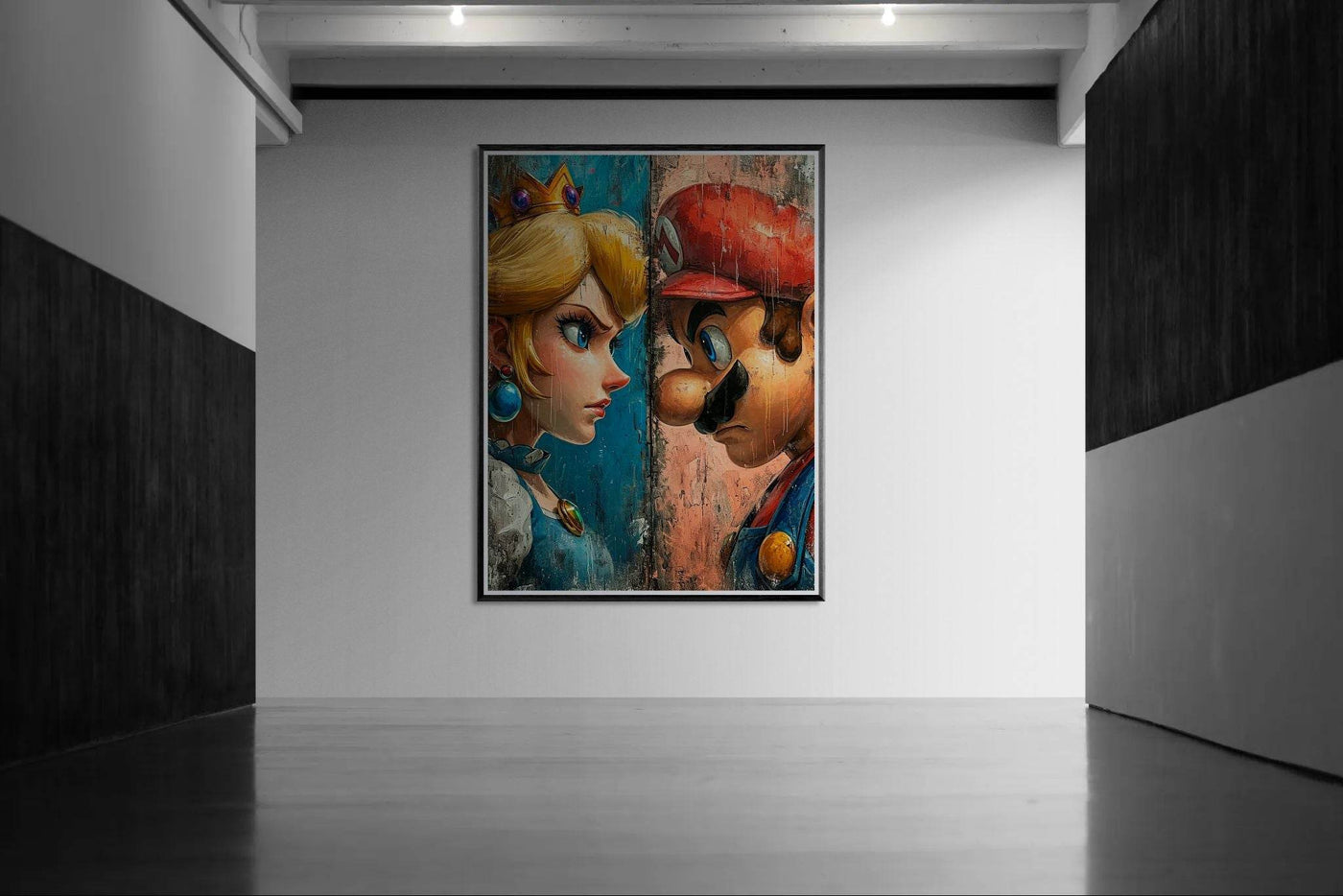 Mario & Peach Pop Art Mounted Framed Poster – Iconic Clash, Eco-Friendly, Ready to Hang - Vibrantwalls