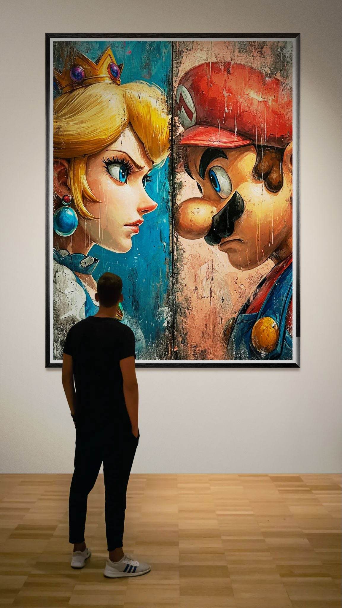Mario & Peach Pop Art Mounted Framed Poster – Iconic Clash, Eco-Friendly, Ready to Hang - Vibrantwalls