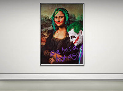 Joker & Mona Lisa Pop Art Mounted Framed Poster – Edgy, Eco-Friendly, & Ready to Hang in Your Choice of Frame & Size - Vibrantwalls
