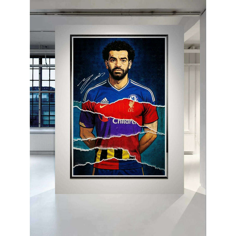 Mohamed Salah Pop Art Football Legend Mounted Framed Poster – Eco-Friendly, Ready to Hang - Vibrantwalls