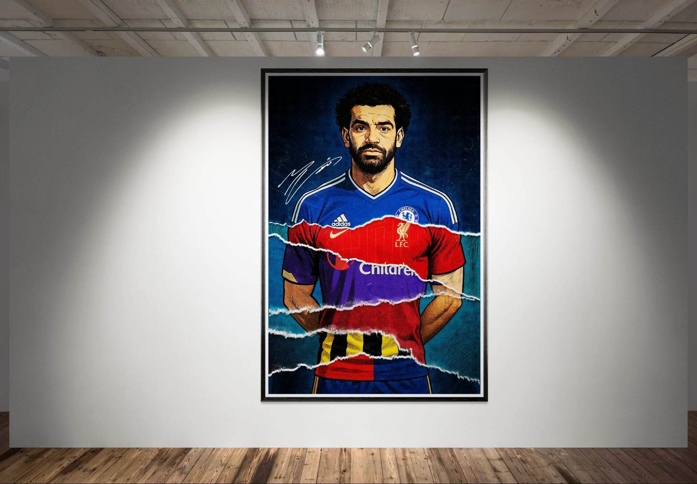 Mohamed Salah Pop Art Football Legend Mounted Framed Poster – Eco-Friendly, Ready to Hang - Vibrantwalls
