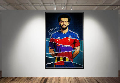 Mohamed Salah Pop Art Football Legend Mounted Framed Poster – Eco-Friendly, Ready to Hang - Vibrantwalls