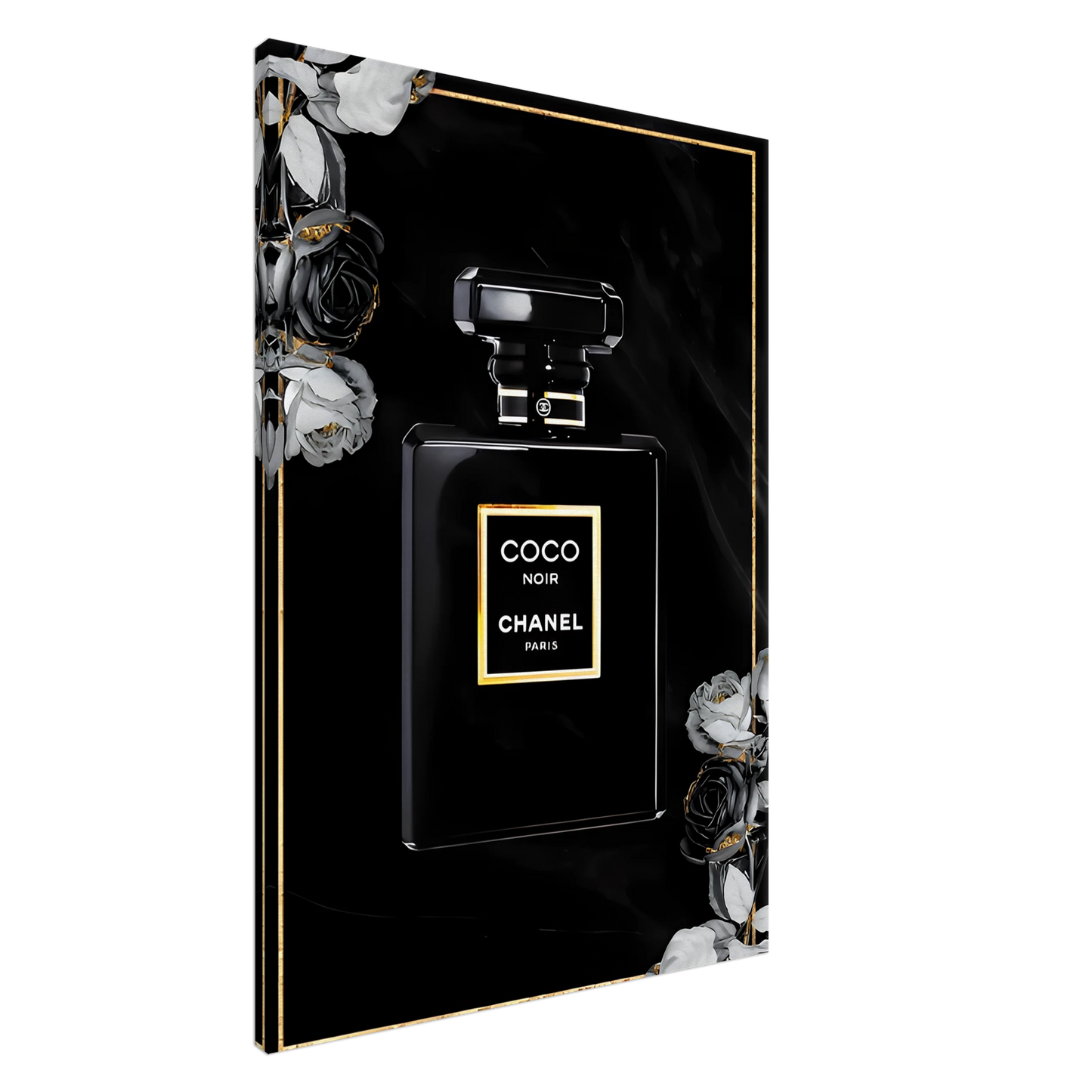 Black Chanel Perfume Canvas Wall Art - Vibrantwalls