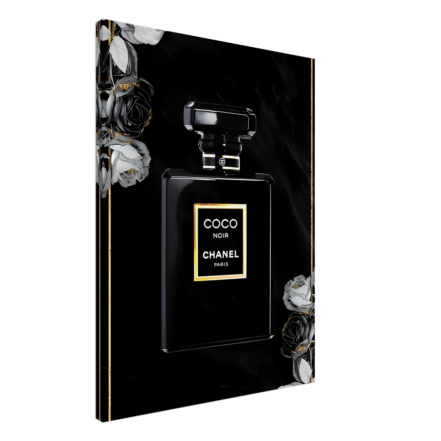 Black Chanel Perfume Canvas Wall Art - Vibrantwalls