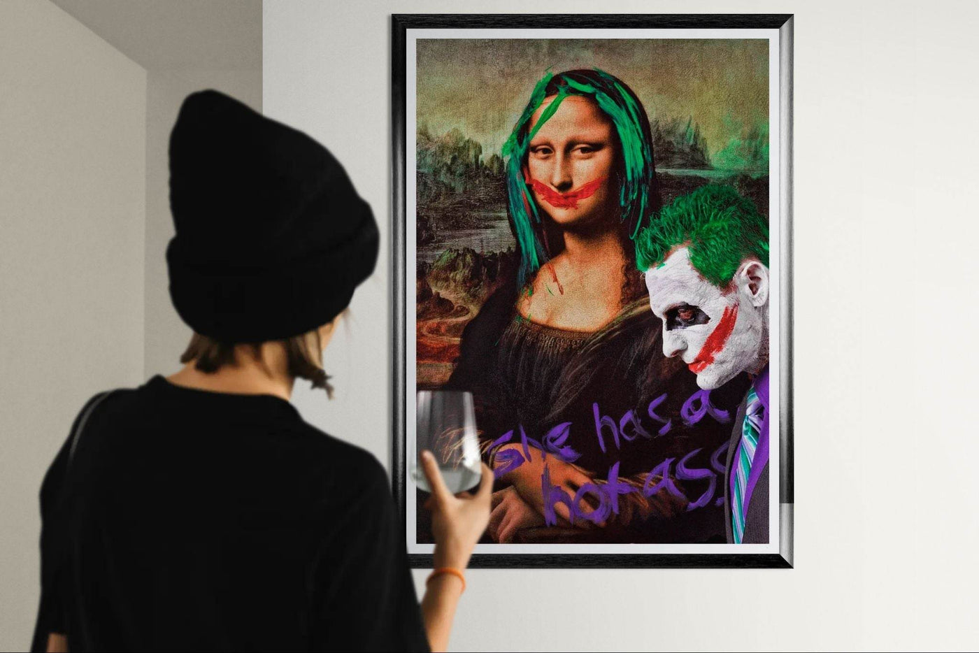 Joker & Mona Lisa Pop Art Mounted Framed Poster – Edgy, Eco-Friendly, & Ready to Hang in Your Choice of Frame & Size - Vibrantwalls