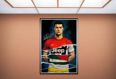 Cristiano Ronaldo Pop Art Mounted Framed Poster – Iconic, Ready to Hang, Eco-Friendly - Vibrantwalls