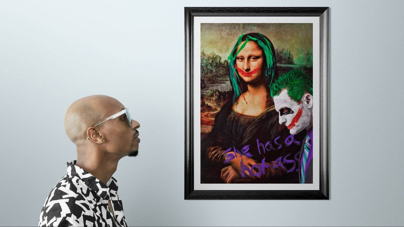 Joker & Mona Lisa Pop Art Mounted Framed Poster – Edgy, Eco-Friendly, & Ready to Hang in Your Choice of Frame & Size - Vibrantwalls