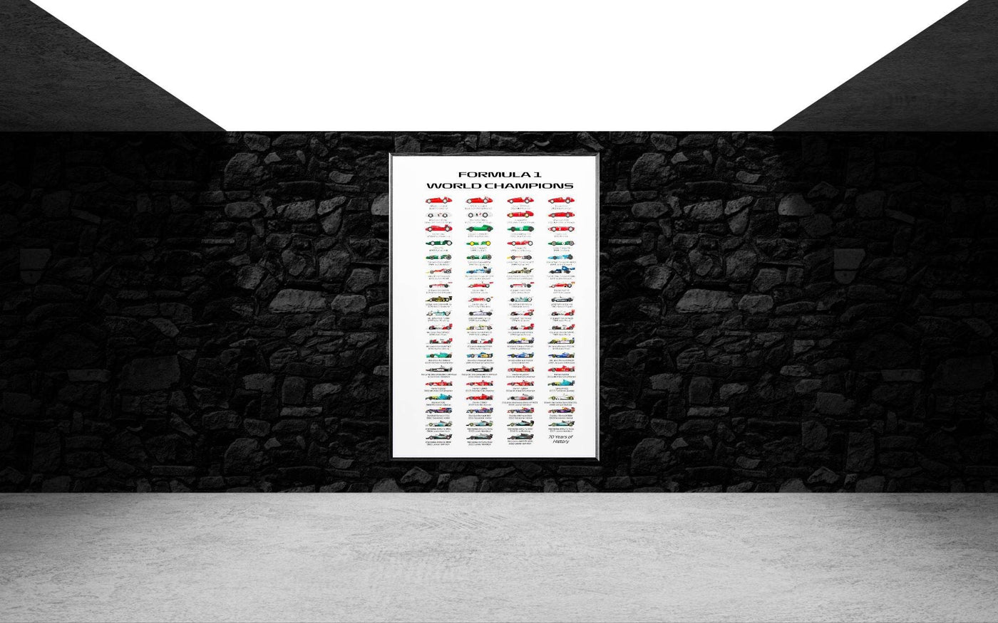 Formula 1 World Champions Poster - 70 Years of History - Eco-Friendly, Ready to Hang - Vibrantwalls