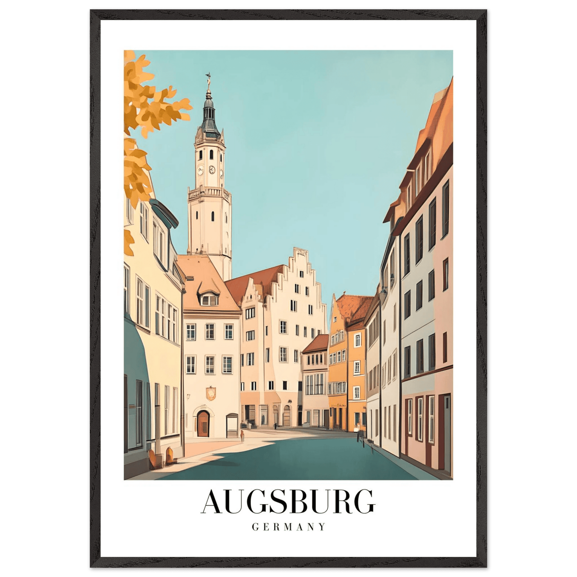 Augsburg Germany Vintage Art Deco Travel Poster - Wall Art - Vibrantwalls