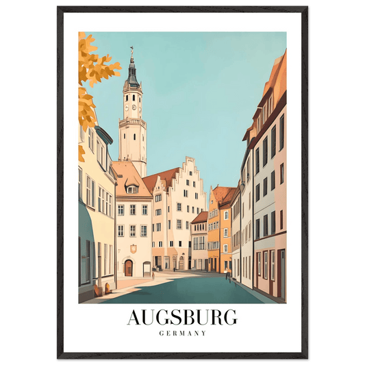Augsburg Germany Vintage Art Deco Travel Poster - Wall Art - Vibrantwalls