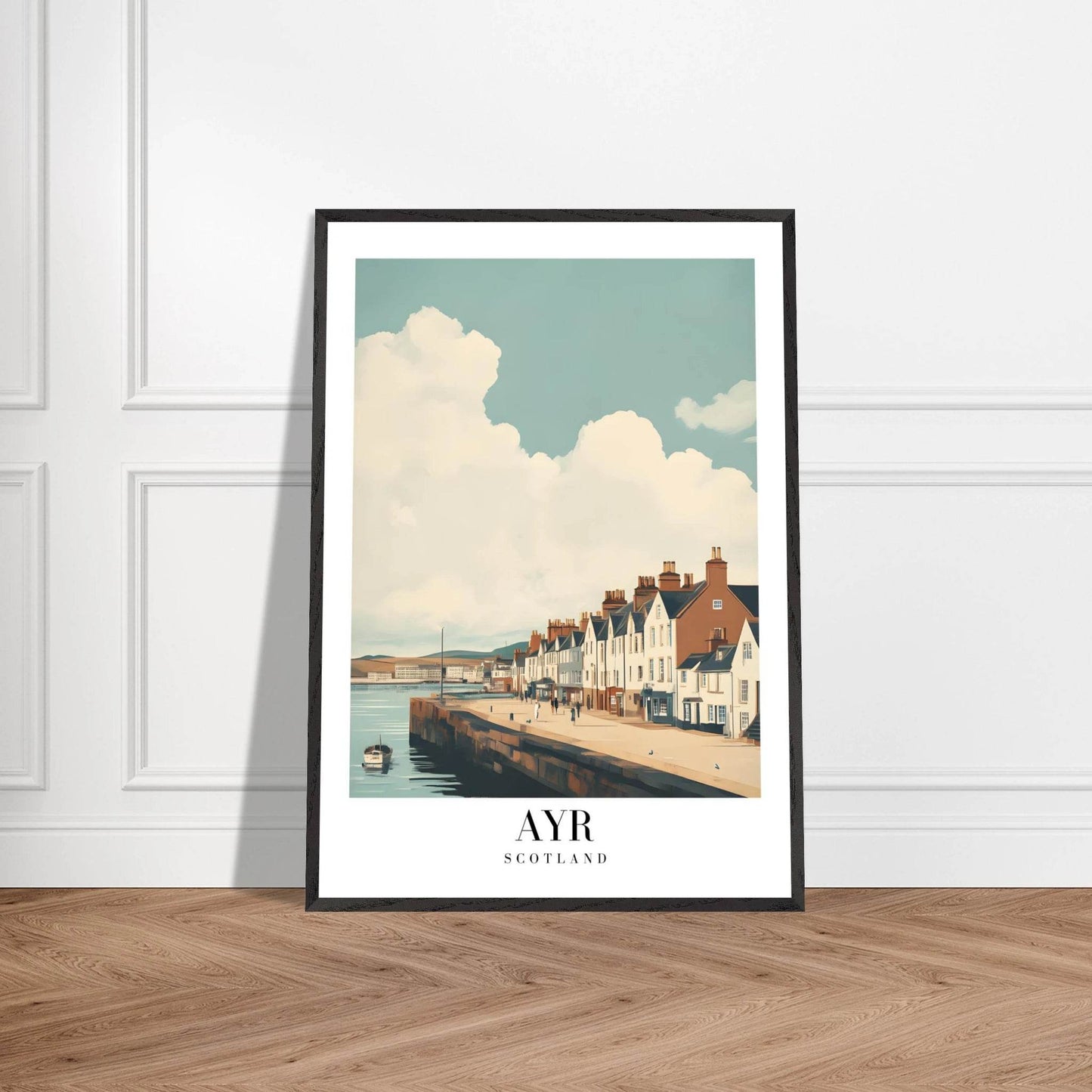 Ayr Scotland Coastal Vintage Art Deco Travel Poster - Wall Art - Vibrantwalls
