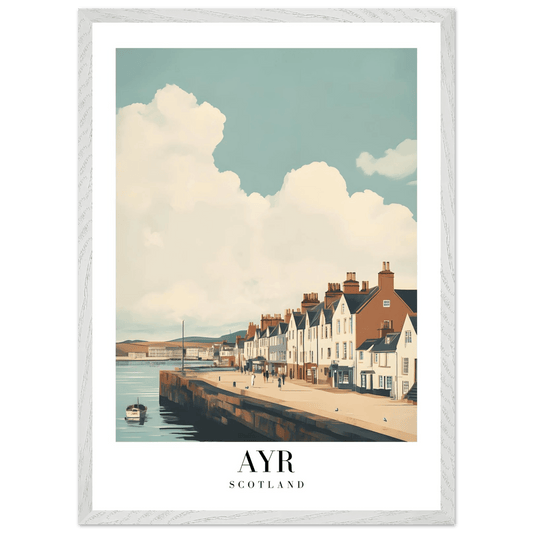 Ayr Scotland Coastal Vintage Art Deco Travel Poster - Wall Art - Vibrantwalls