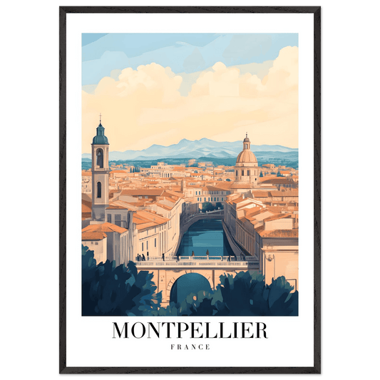 Wall Art for Living Room | Montpellier France Framed Art Deco Poster - Vibrantwalls