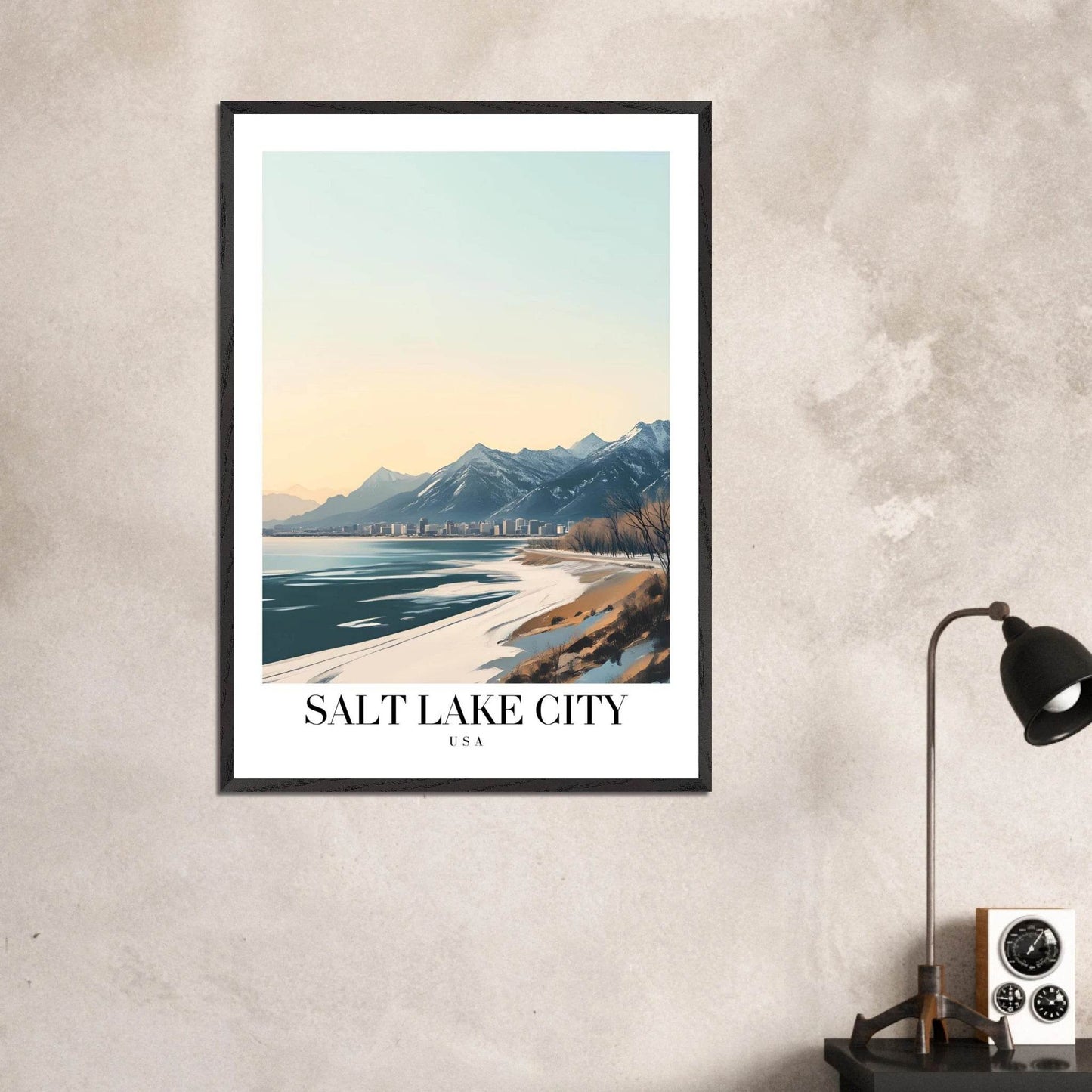 Salt Lake City Vintage Art Deco Travel Poster - Wall Art - Vibrantwalls