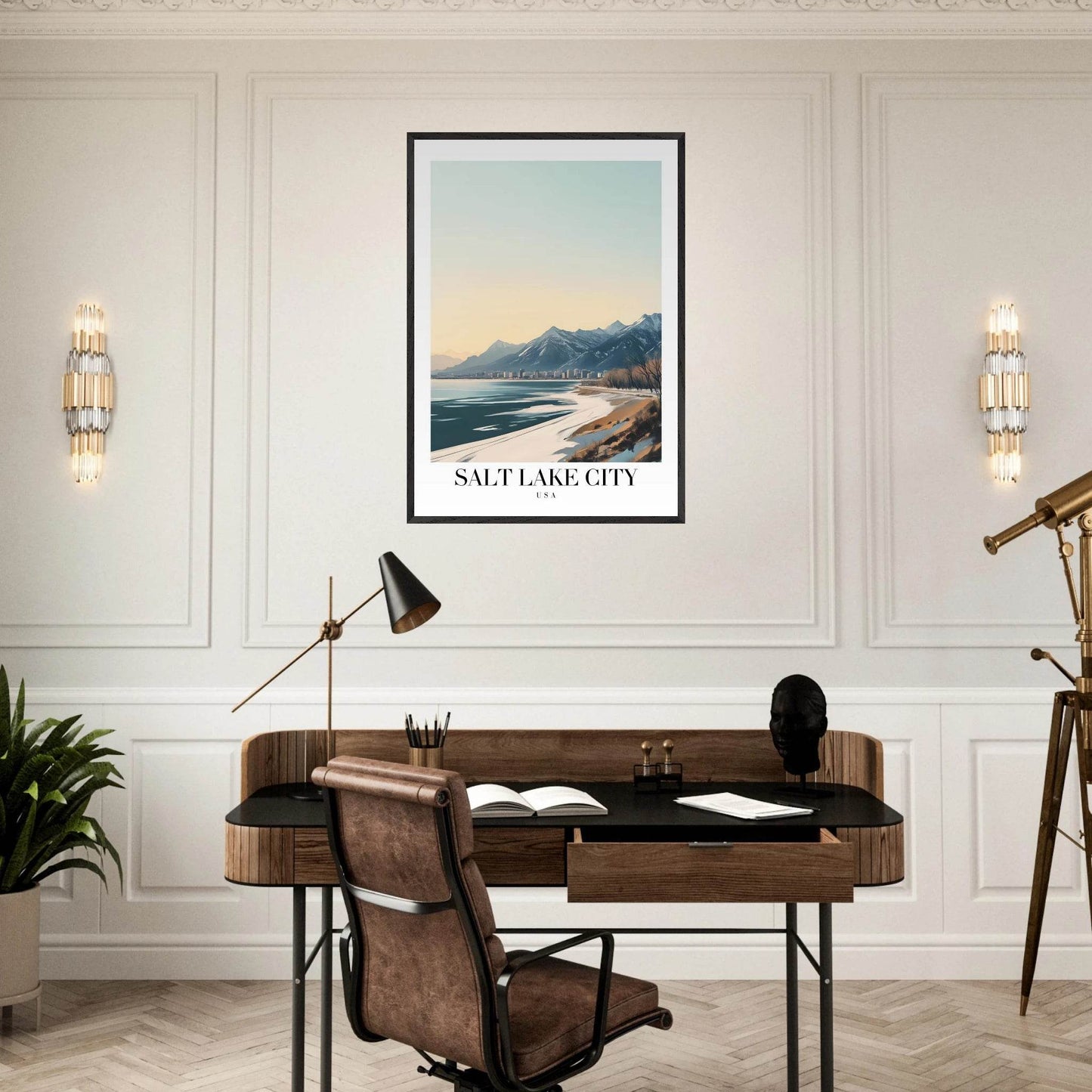 Salt Lake City Vintage Art Deco Travel Poster - Wall Art - Vibrantwalls