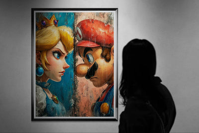 Mario & Peach Pop Art Mounted Framed Poster – Iconic Clash, Eco-Friendly, Ready to Hang - Vibrantwalls