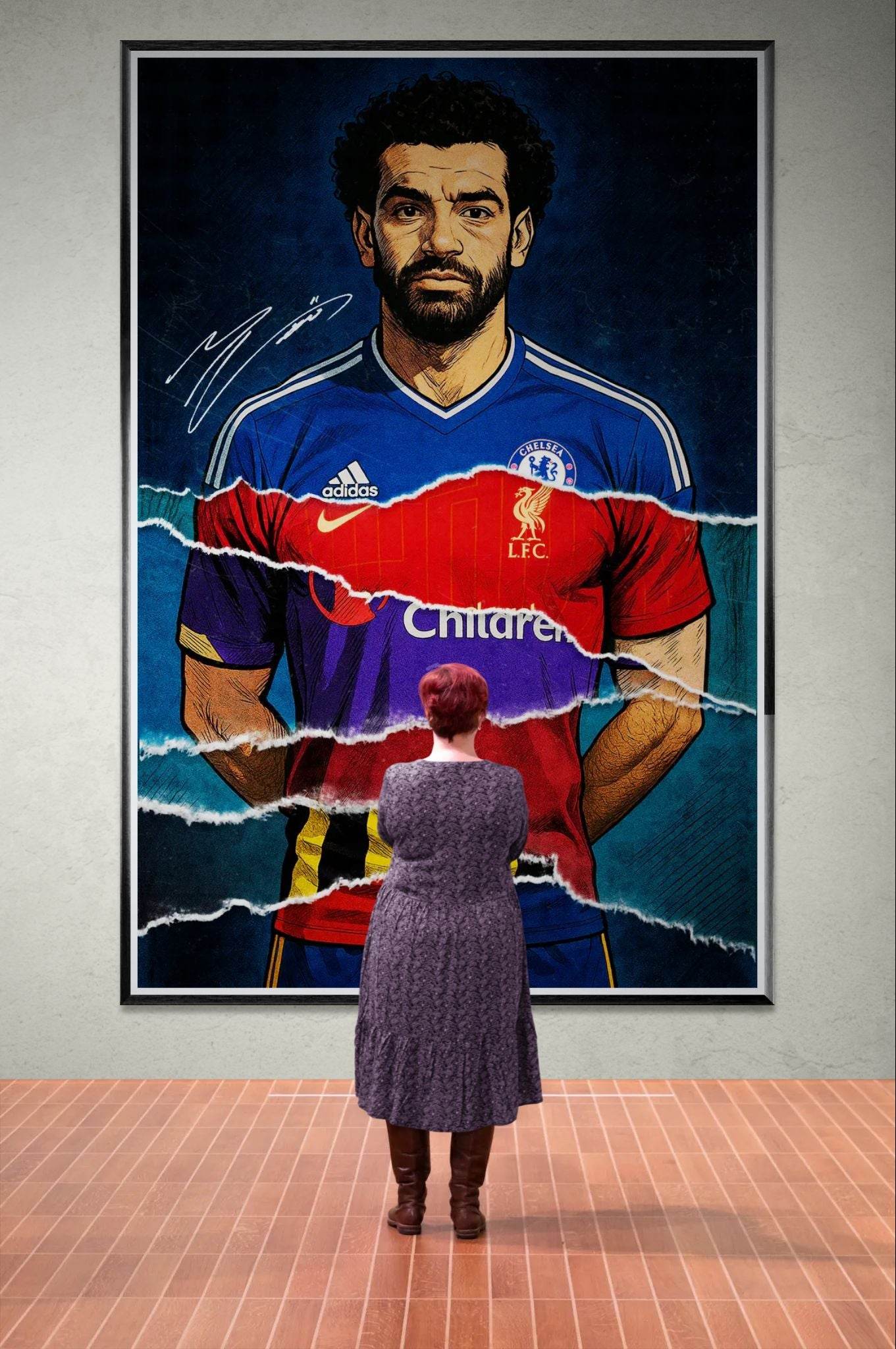 Mohamed Salah Pop Art Football Legend Mounted Framed Poster – Eco-Friendly, Ready to Hang - Vibrantwalls