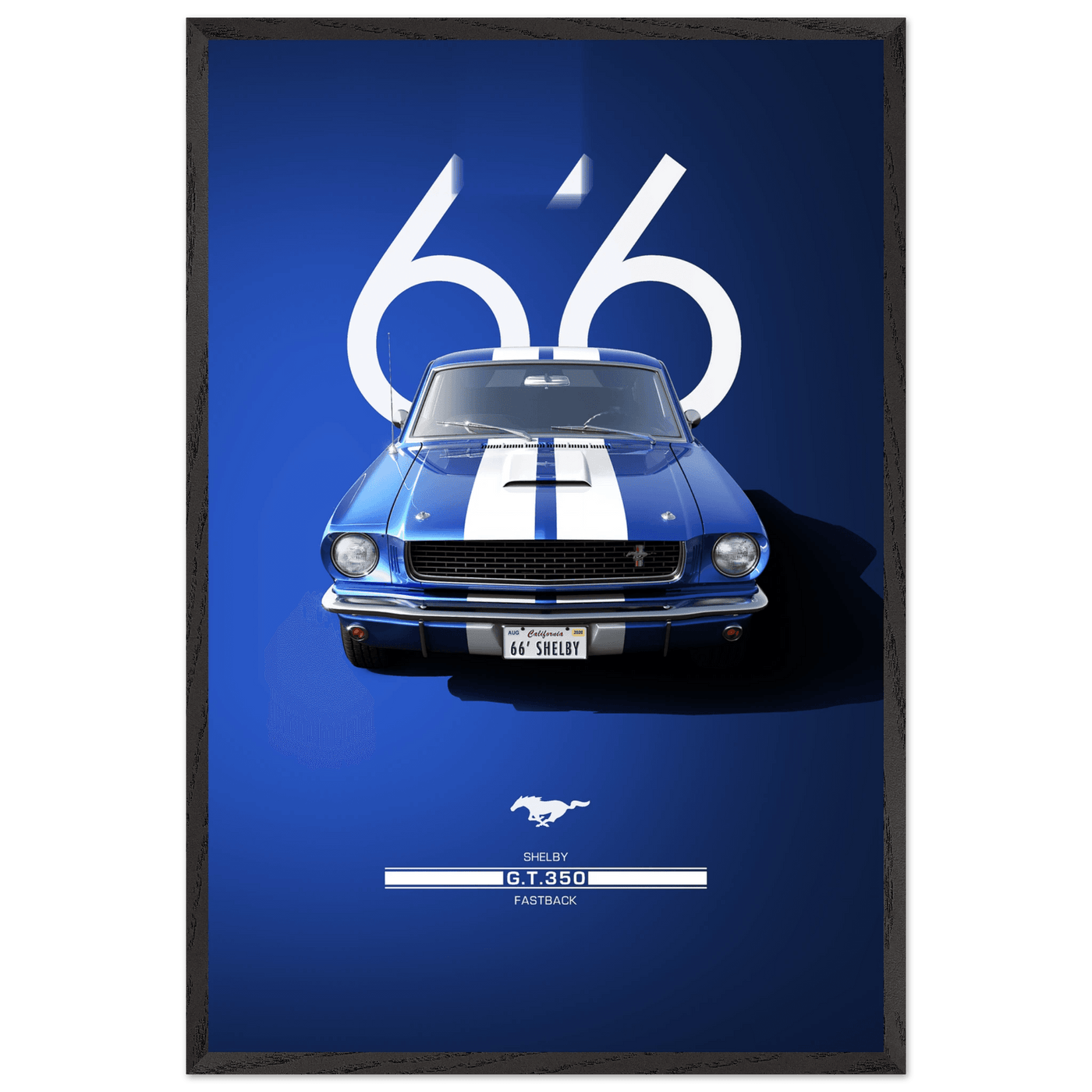 1966 Shelby GT.350 Fastback Framed Poster - Iconic Blue & White Design | Ready-to-Hang Wall Art - Vibrantwalls