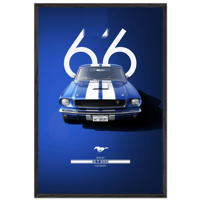 1966 Shelby GT.350 Fastback Framed Poster - Iconic Blue & White Design | Ready-to-Hang Wall Art - Vibrantwalls