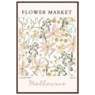 Flower Market Melbourne Framed Poster – Blush Floral & Sage Green Art Print | Ready-to-Hang Wall Decor - Vibrantwalls