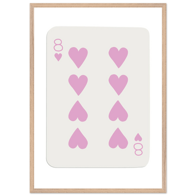 Minimalist Eight of Hearts Poker Card Print - Mounted Framed Art in Eco-Friendly Wood Frame - Vibrantwalls
