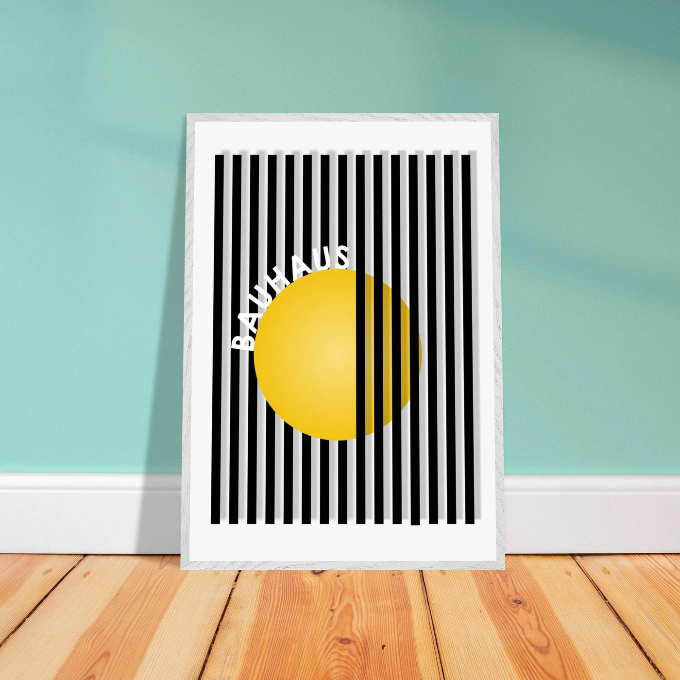 Bauhaus Yellow Circle Wall Art with Modern Stripes - Vibrantwalls