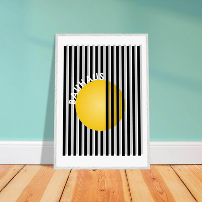Bauhaus Yellow Circle Wall Art with Modern Stripes - Vibrantwalls