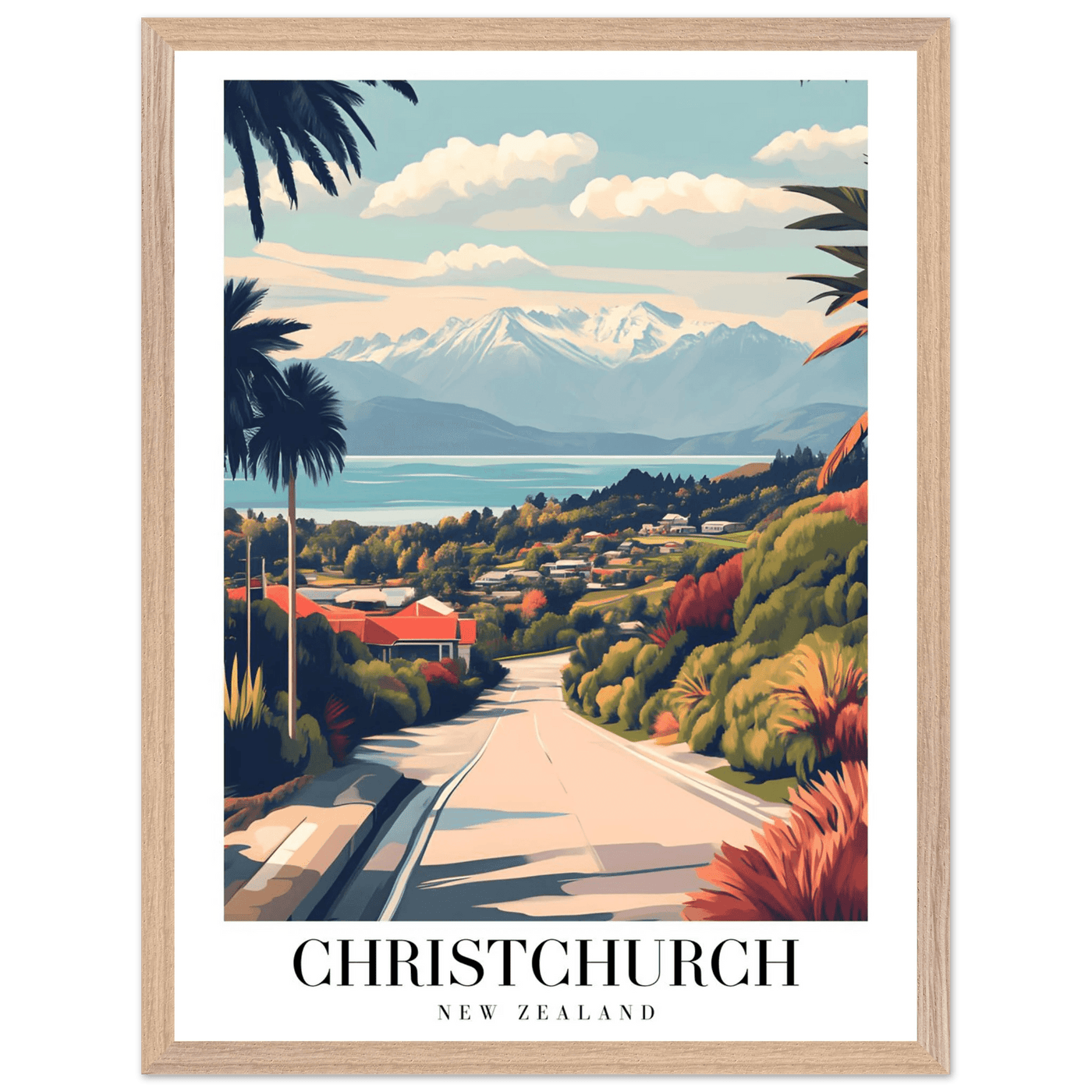 Christchurch New Zealand Framed Poster – Vintage Travel Wall Art with Wooden Frame - Vibrantwalls