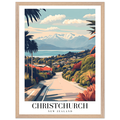 Christchurch New Zealand Framed Poster – Vintage Travel Wall Art with Wooden Frame - Vibrantwalls